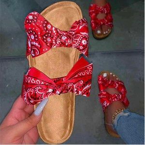 Red Bandana Slides size 8